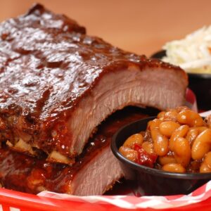 IBX Rib-N-Meat<br>4 bones, 1 meat and 2 sides and cornbread